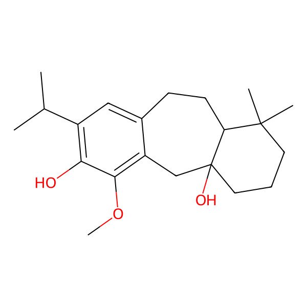 2D Structure of (1S,11S)-4-methoxy-12,12-dimethyl-6-propan-2-yltricyclo[9.4.0.03,8]pentadeca-3,5,7-triene-1,5-diol