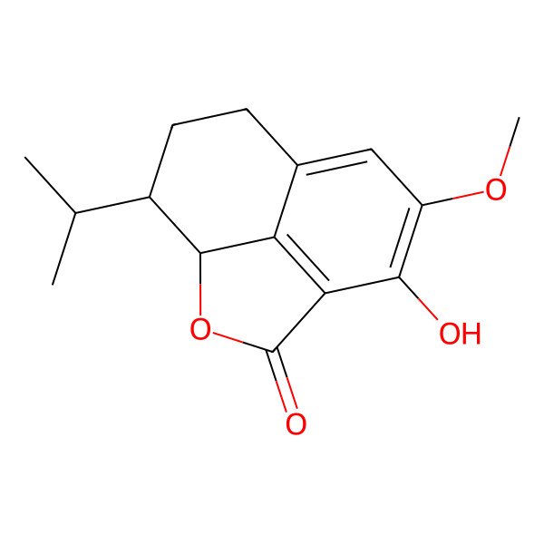2D Structure of (1S,11S)-5-hydroxy-6-methoxy-11-propan-2-yl-2-oxatricyclo[6.3.1.04,12]dodeca-4(12),5,7-trien-3-one