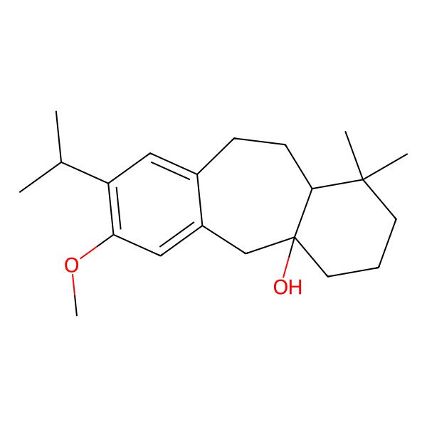 2D Structure of (1S,11S)-5-methoxy-12,12-dimethyl-6-propan-2-yltricyclo[9.4.0.03,8]pentadeca-3,5,7-trien-1-ol