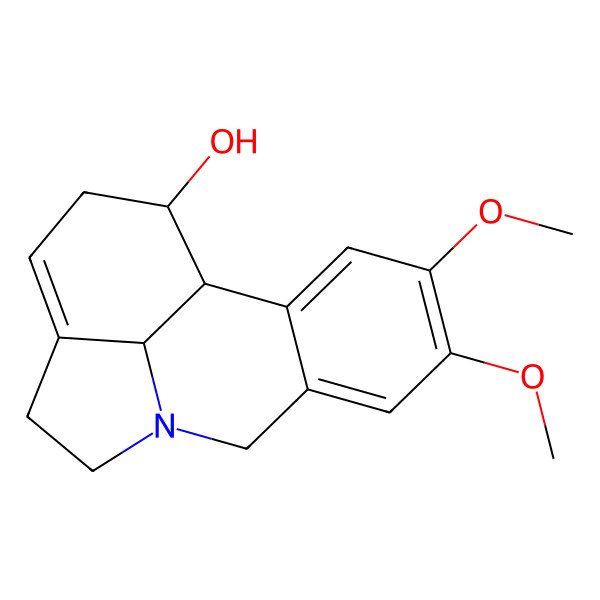 2D Structure of (1S,15R)-4,5-dimethoxy-9-azatetracyclo[7.6.1.02,7.012,16]hexadeca-2,4,6,12-tetraen-15-ol