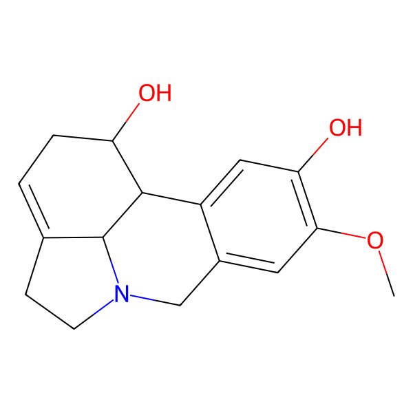2D Structure of (1S,15R,16S)-5-methoxy-9-azatetracyclo[7.6.1.02,7.012,16]hexadeca-2,4,6,12-tetraene-4,15-diol