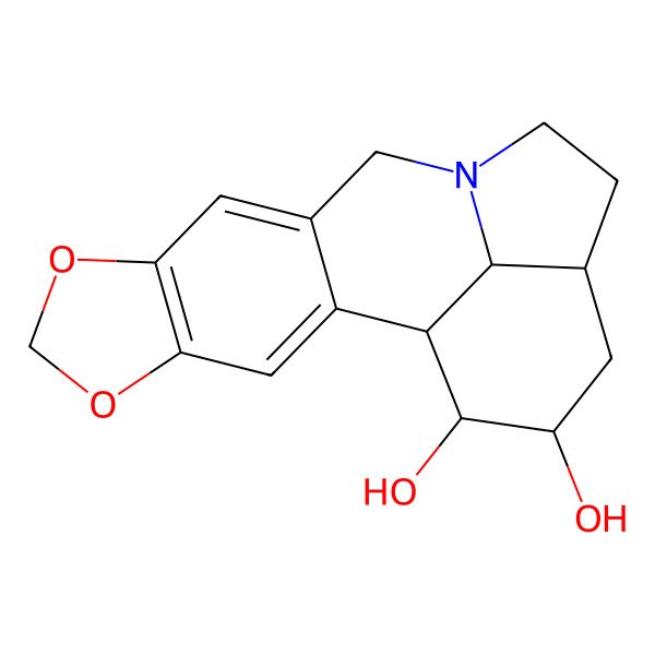 2D Structure of (1S,17R,18S)-5,7-dioxa-12-azapentacyclo[10.6.1.02,10.04,8.015,19]nonadeca-2,4(8),9-triene-17,18-diol