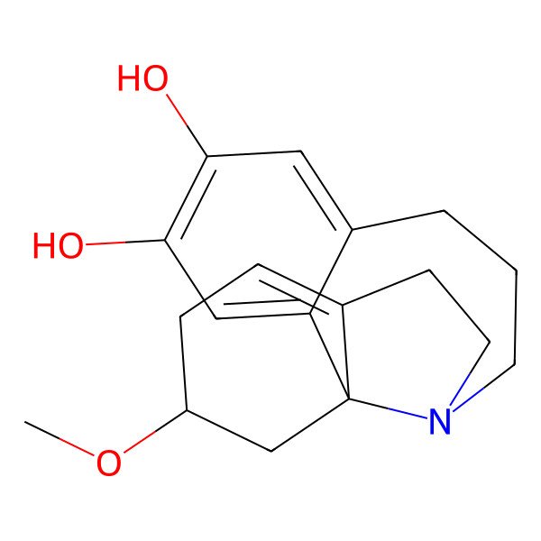 2D Structure of (1S,17S)-17-methoxy-11-azatetracyclo[9.7.0.01,14.02,7]octadeca-2,4,6,14-tetraene-4,5-diol