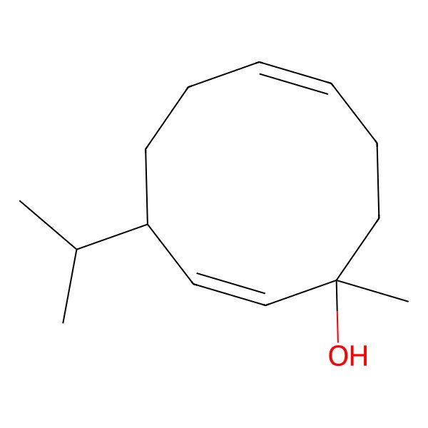 2D Structure of (1S,2E,4S,7E)-1-methyl-4-propan-2-ylcyclodeca-2,7-dien-1-ol