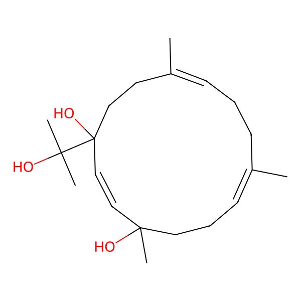2D Structure of (1S,2E,4S,7E,11E)-4-(2-hydroxypropan-2-yl)-1,7,11-trimethylcyclotetradeca-2,7,11-triene-1,4-diol