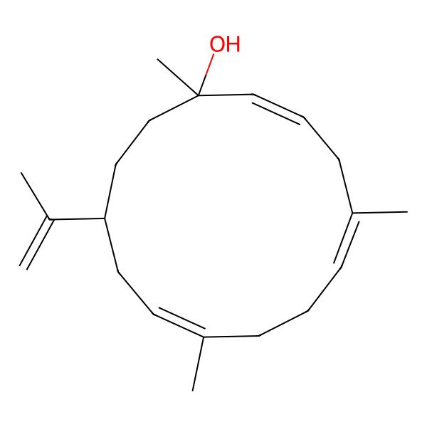 2D Structure of (1S,2E,5E,9E,12S)-1,5,9-trimethyl-12-prop-1-en-2-ylcyclotetradeca-2,5,9-trien-1-ol 2D Structure of (1S,2E,5E,9E,12S)-1,5,9-trimethyl-12-prop-1-en-2-ylcyclotetradeca-2,5,9-trien-1-ol