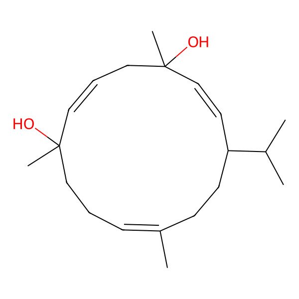 2D Structure of (1S,2E,5R,6E,8S,11Z)-1,5,11-trimethyl-8-propan-2-ylcyclotetradeca-2,6,11-triene-1,5-diol