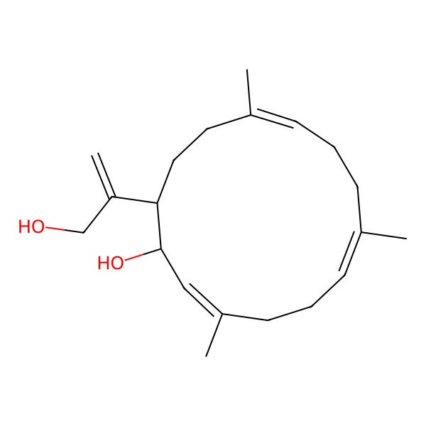 2D Structure of (1S,2E,6E,10E,14S)-14-(3-hydroxyprop-1-en-2-yl)-3,7,11-trimethylcyclotetradeca-2,6,10-trien-1-ol