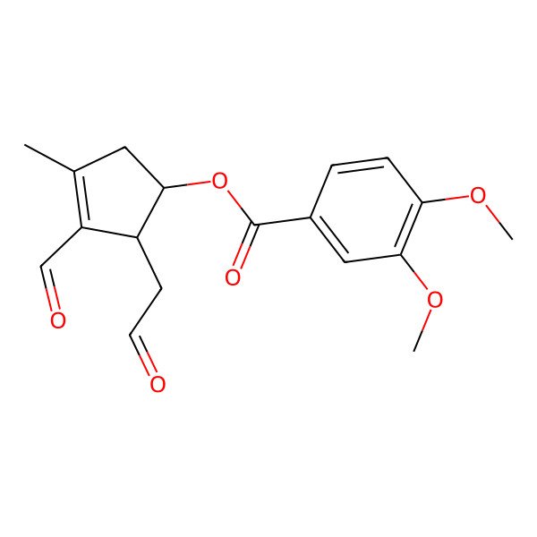 2D Structure of [(1S,2R)-3-formyl-4-methyl-2-(2-oxoethyl)cyclopent-3-en-1-yl] 3,4-dimethoxybenzoate