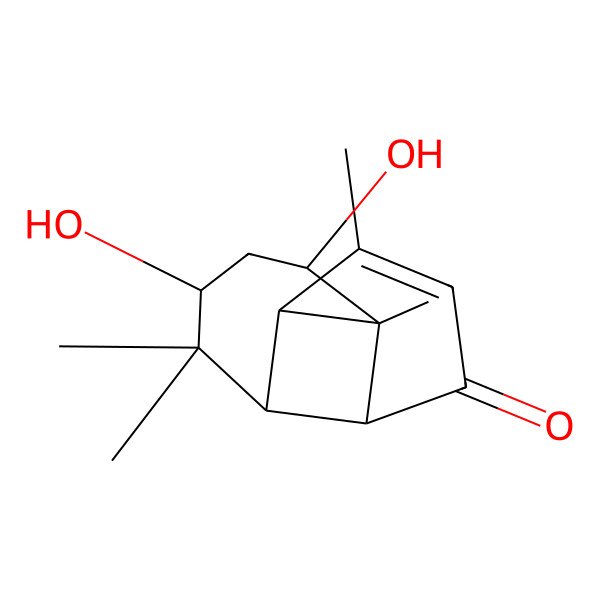 2D Structure of (1S,2R,3R,5R,7S,8S)-3,5-dihydroxy-2,6,6,11-tetramethyltricyclo[5.4.0.02,8]undec-10-en-9-one