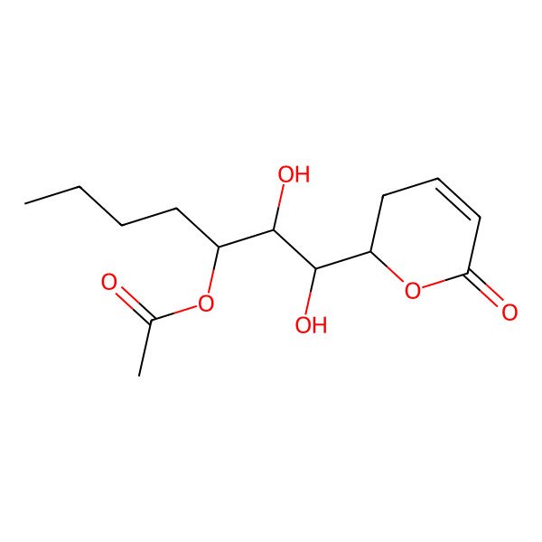 2D Structure of [(1S,2R,3S)-1,2-dihydroxy-1-[(2S)-6-oxo-2,3-dihydropyran-2-yl]heptan-3-yl] acetate
