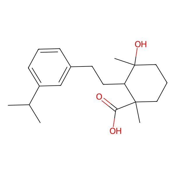 2D Structure of (1S,2R,3S)-3-hydroxy-1,3-dimethyl-2-[2-(3-propan-2-ylphenyl)ethyl]cyclohexane-1-carboxylic acid