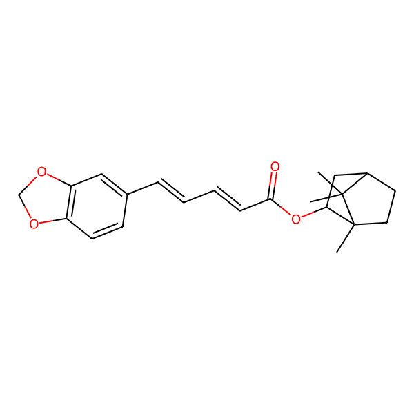 2D Structure of [(1S,2R,4S)-1,7,7-trimethylnorbornan-2-yl] (2E,4E)-5-(1,3-benzodioxol-5-yl)penta-2,4-dienoate