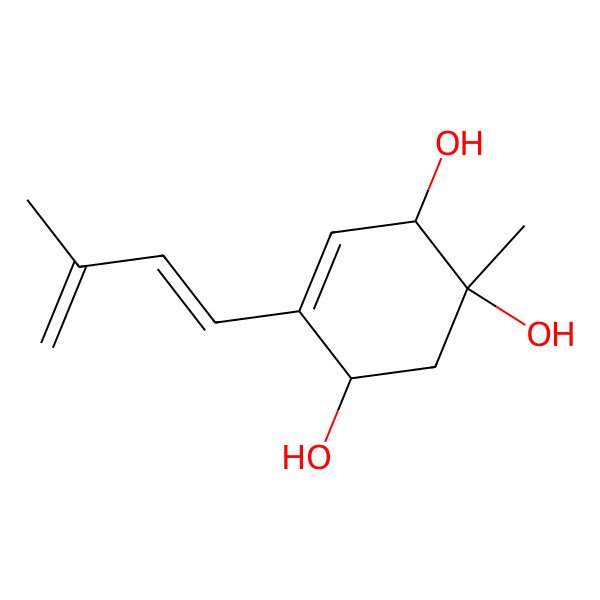 2D Structure of (1S,2R,4S)-2-methyl-5-(3-methylbuta-1,3-dienyl)cyclohex-5-ene-1,2,4-triol