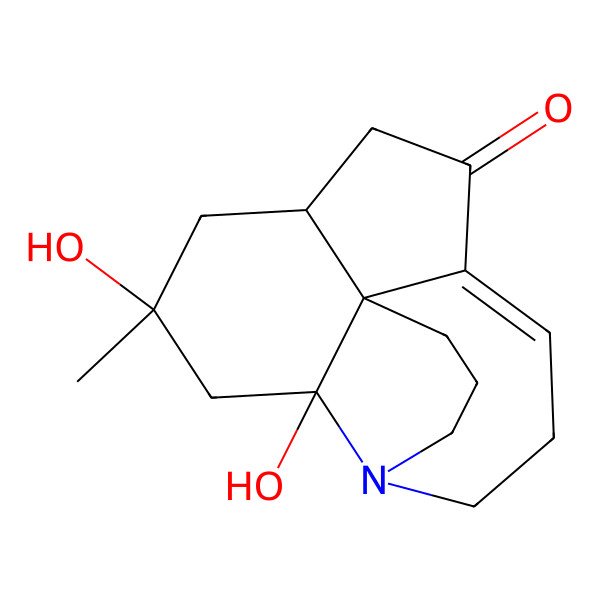 2D Structure of (1S,2R,4S,6S)-2,4-dihydroxy-4-methyl-13-azatetracyclo[7.7.0.01,6.02,13]hexadec-9-en-8-one