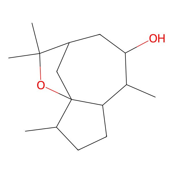 2D Structure of (1S,2R,5R,6R,7S,9R)-2,6,10,10-tetramethyl-11-oxatricyclo[7.2.1.01,5]dodecan-7-ol