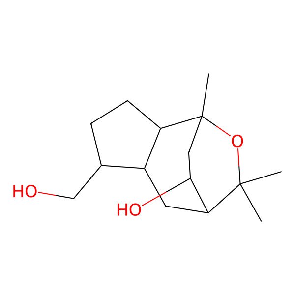 2D Structure of (1S,2R,5R,6R,8S,12R)-5-(hydroxymethyl)-1,9,9-trimethyl-10-oxatricyclo[6.2.2.02,6]dodecan-12-ol