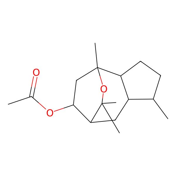 2D Structure of [(1S,2R,5R,6R,8S,12S)-1,5,9,9-tetramethyl-10-oxatricyclo[6.2.2.02,6]dodecan-12-yl] acetate