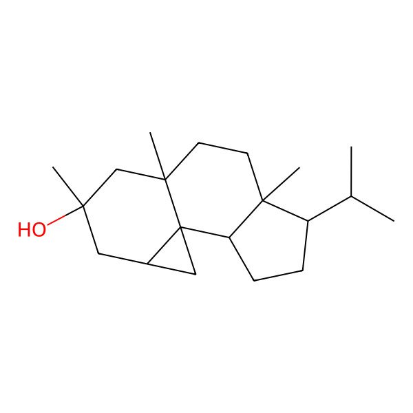 2D Structure of (1S,2R,5R,6R,9S,11S,13S)-6,9,11-trimethyl-5-propan-2-yltetracyclo[7.5.0.01,13.02,6]tetradecan-11-ol