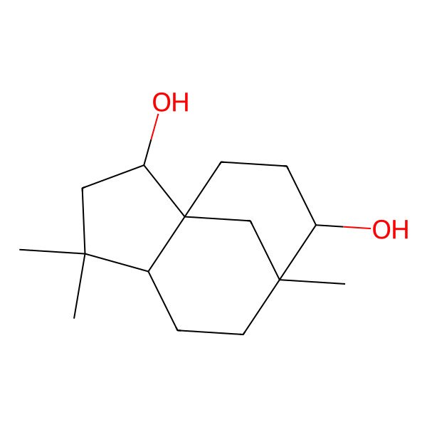 2D Structure of (1S,2R,5R,8R,9S)-4,4,8-trimethyltricyclo[6.3.1.01,5]dodecane-2,9-diol