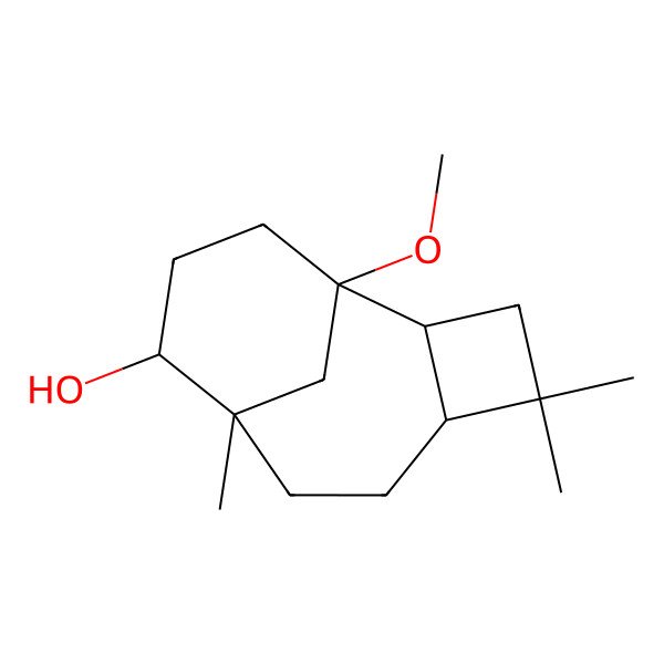 2D Structure of (1S,2R,5R,8S,9S)-1-methoxy-4,4,8-trimethyltricyclo[6.3.1.02,5]dodecan-9-ol