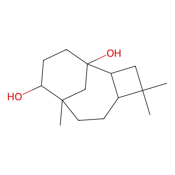 2D Structure of (1S,2R,5R,8S,9S)-4,4,8-trimethyltricyclo[6.3.1.02,5]dodecane-1,9-diol