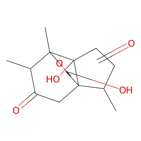 2D Structure of (1S,2R,5S,6S,10R,13S)-5,10-dihydroxy-2,6,13-trimethyl-8-oxatricyclo[4.4.3.01,5]tridecane-9,12-dione