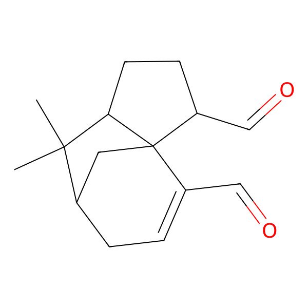 2D Structure of (1S,2R,5S,7R)-6,6-dimethyltricyclo[5.3.1.01,5]undec-9-ene-2,10-dicarbaldehyde