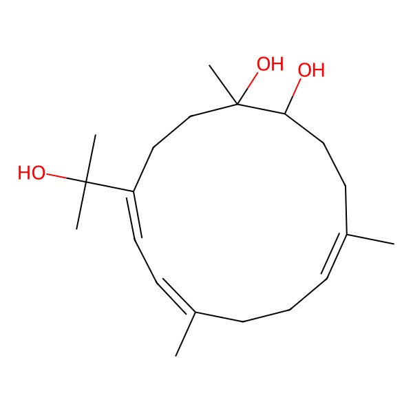 2D Structure of (1S,2R,5Z,7E,11E)-5-(2-hydroxypropan-2-yl)-2,8,12-trimethylcyclotetradeca-5,7,11-triene-1,2-diol