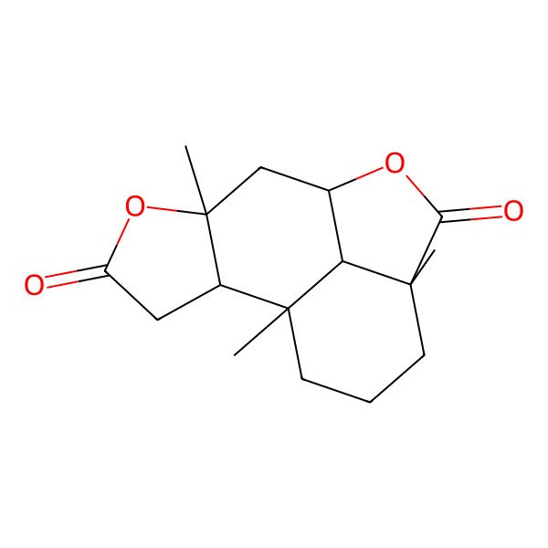 2D Structure of (1S,2R,6R,8S,11R,15R)-1,6,11-trimethyl-5,9-dioxatetracyclo[6.6.1.02,6.011,15]pentadecane-4,10-dione