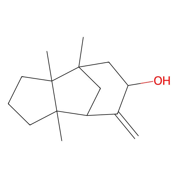 2D Structure of (1S,2R,6S,7S,9R)-1,2,6-trimethyl-8-methylidenetricyclo[5.3.1.02,6]undecan-9-ol