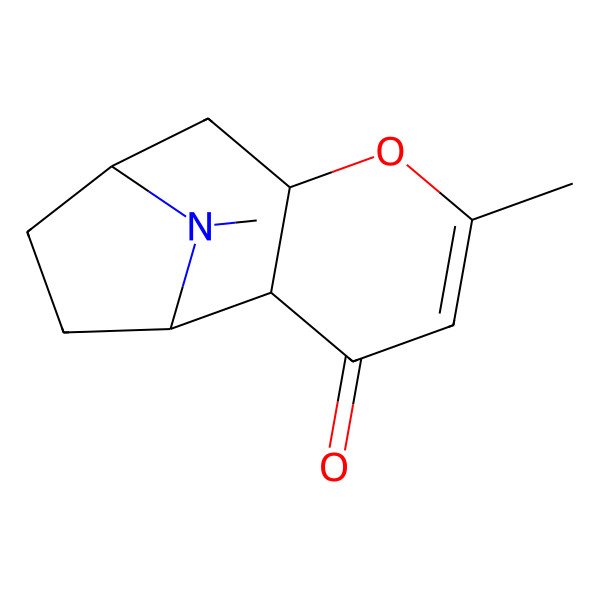 2D Structure of (1S,2R,7S,9R)-5,12-dimethyl-6-oxa-12-azatricyclo[7.2.1.02,7]dodec-4-en-3-one