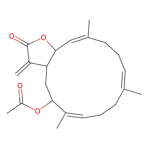 2D Structure of (1S,2S,3E,7E,11E,13S)-13-Acetoxycembra-3,7,11,15-tetraen-17,2-olide