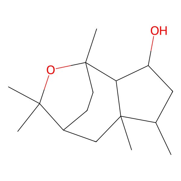 2D Structure of (1S,2S,3R,5R,6R,8R)-1,5,6,9,9-pentamethyl-10-oxatricyclo[6.2.2.02,6]dodecan-3-ol