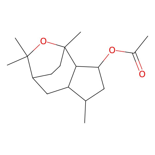 2D Structure of [(1S,2S,3R,5R,6R,8R)-1,5,9,9-tetramethyl-10-oxatricyclo[6.2.2.02,6]dodecan-3-yl] acetate