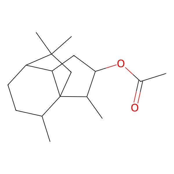 2D Structure of [(1S,2S,3R,5R,6R,9R)-2,9,11,11-tetramethyl-3-tricyclo[4.3.2.01,5]undecanyl] acetate