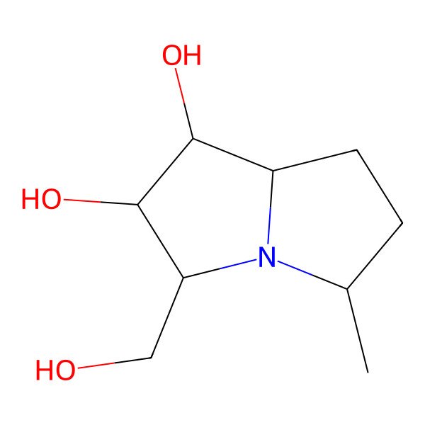 2D Structure of (1S,2S,3R,5R,8R)-3-(hydroxymethyl)-5-methyl-2,3,5,6,7,8-hexahydro-1H-pyrrolizine-1,2-diol