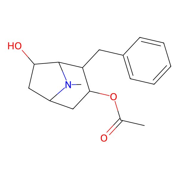 2D Structure of [(1S,2S,3R,5S,7R)-2-benzyl-7-hydroxy-8-methyl-8-azabicyclo[3.2.1]octan-3-yl] acetate