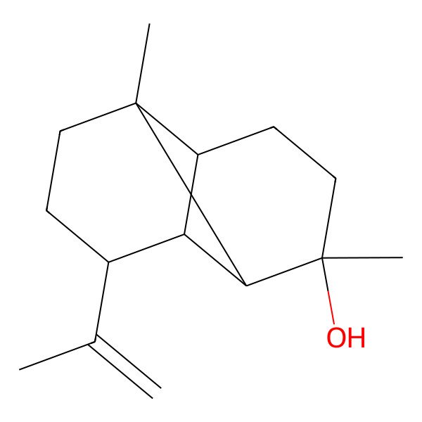2D Structure of (1S,2S,3S,6R,7R,8R)-1,3-dimethyl-8-prop-1-en-2-yltricyclo[4.4.0.02,7]decan-3-ol