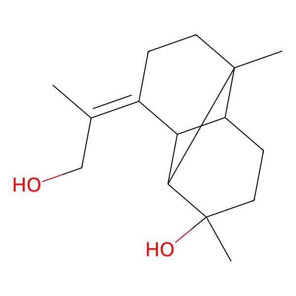 2D Structure of (1S,2S,3S,6R,7R,8Z)-8-(1-hydroxypropan-2-ylidene)-1,3-dimethyltricyclo[4.4.0.02,7]decan-3-ol