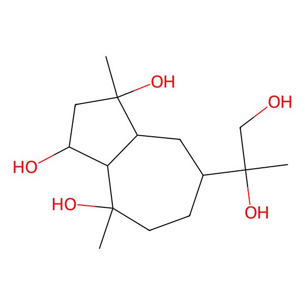 2D Structure of (1S,2S,4R,5R,7R,10R)-guaiane-2,4,10,11,12-pentaol