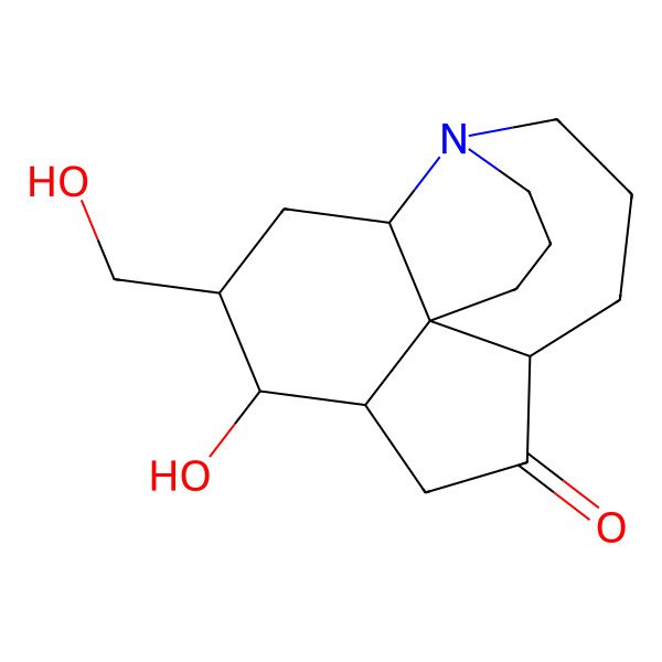 2D Structure of (1S,2S,4R,5S,6S,9S)-5-hydroxy-4-(hydroxymethyl)-13-azatetracyclo[7.7.0.01,6.02,13]hexadecan-8-one