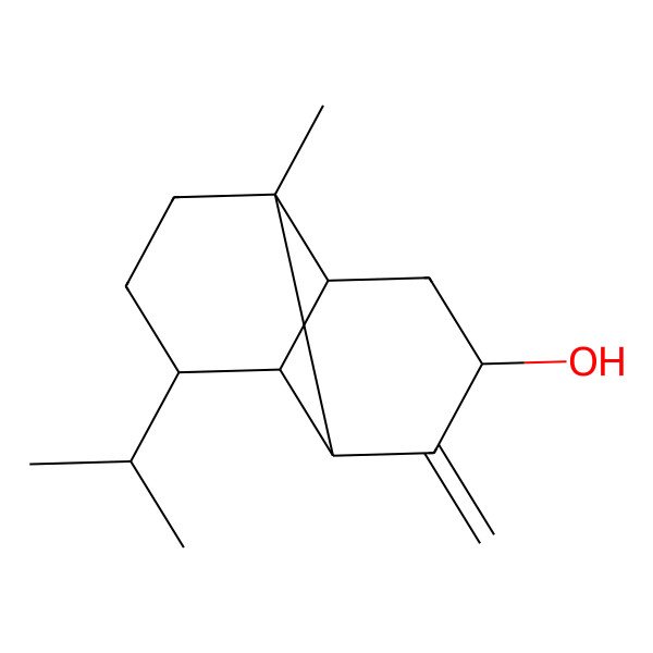 2D Structure of (1S,2S,4R,6R,7R,8S)-1-methyl-3-methylidene-8-propan-2-yltricyclo[4.4.0.02,7]decan-4-ol
