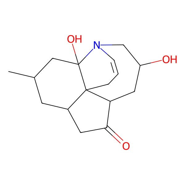 2D Structure of (1S,2S,4R,6S,9S,11S)-2,11-dihydroxy-4-methyl-13-azatetracyclo[7.7.0.01,6.02,13]hexadec-14-en-8-one