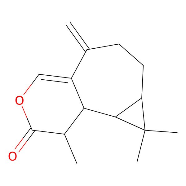 2D Structure of (1S,2S,4S,12S)-3,3,12-trimethyl-7-methylidene-10-oxatricyclo[6.4.0.02,4]dodec-8-en-11-one