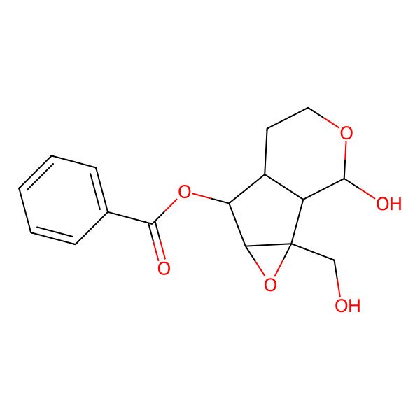 2D Structure of [(1S,2S,4S,5S,6R,10R)-10-hydroxy-2-(hydroxymethyl)-3,9-dioxatricyclo[4.4.0.02,4]decan-5-yl] benzoate