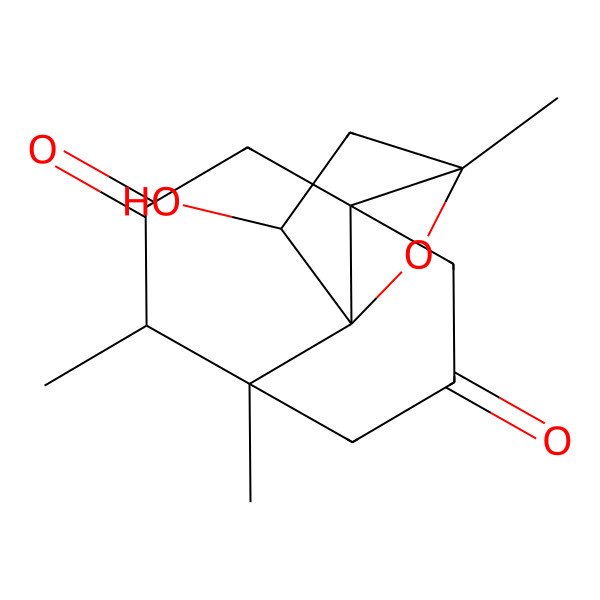 2D Structure of (1S,2S,4S,5S,6R,7S)-4-hydroxy-2,6,7-trimethyl-13-oxatetracyclo[4.3.3.12,5.01,5]tridecane-8,11-dione