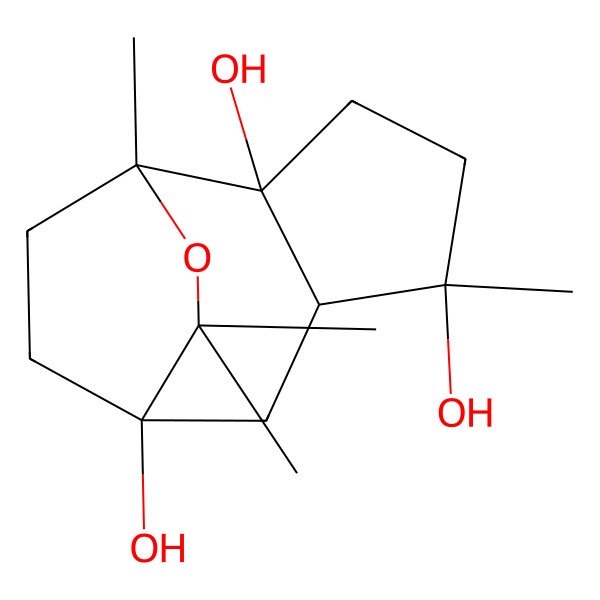 2D Structure of (1S,2S,5R,6S,8S)-1,5,9,9-tetramethyl-10-oxatricyclo[6.2.2.02,6]dodecane-2,5,8-triol