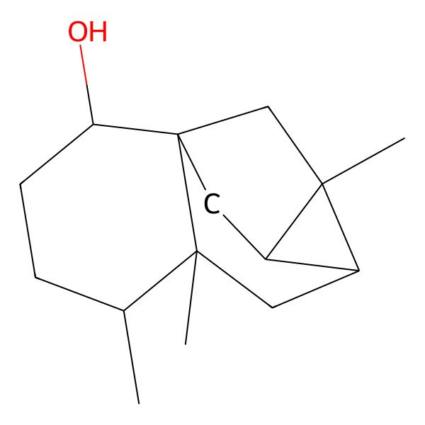 2D Structure of (1S,2S,5R,6S,8S,9S,10R)-5,6,9-trimethyltetracyclo[7.2.1.01,6.08,10]dodecan-2-ol