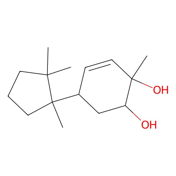 2D Structure of (1S,2S,5S)-2-methyl-5-[(1S)-1,2,2-trimethylcyclopentyl]cyclohex-3-ene-1,2-diol